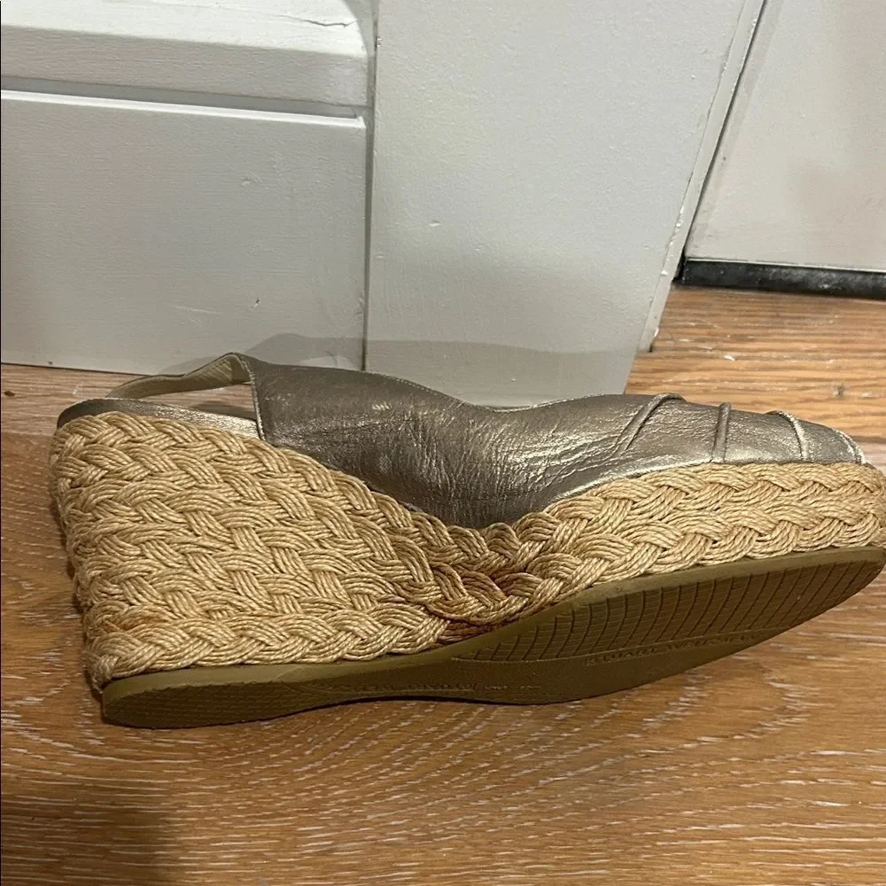 Stuart Weitzman Metallic Wedge Sandals, Size 7.5 - Picture 8 of 16